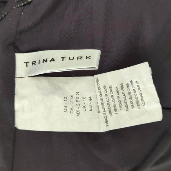 Trina Turk Black Treasure Cove Deep V Neck One Piece Swimsuit Size 12 - Picture 8 of 10